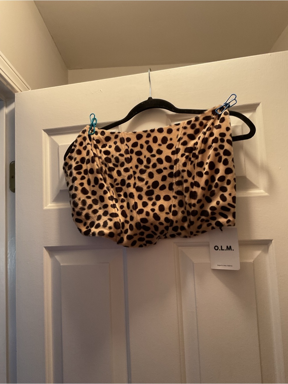 OLM Leopard Print Crop Top in Beige and Black